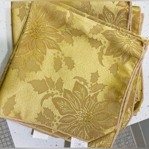 Set 8 Golden Floral Damask poinsettia 16"x 16" Table Napkins cloth dinner